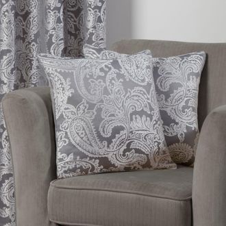 Emma Barclay Duchess - Jacquard Cushion Cover in Silver - Blush Pink - Emma Barclay | TJ Hughes