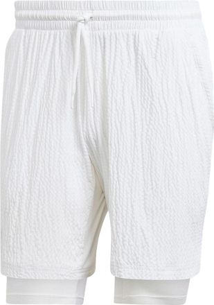 adidas AEROREADY Pro Two-in-One Seersucker Tennis Shorts White IA7101