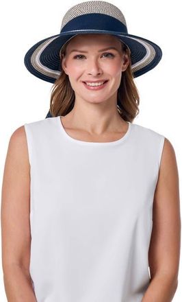 Coolibar Womens Clara Sun Hat with Ribbon, UPF 50+ Sun Protection in Navy/white Colorblock at Nordstrom