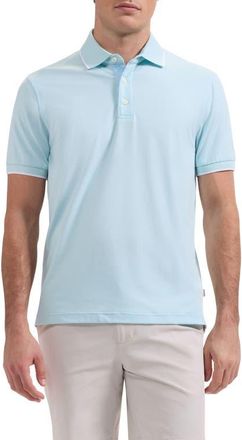 Bugatchi Performance Tipped Polo in Aqua at Nordstrom, Size Xxx-Large