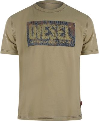 Diesel Mens Diesel Block Logos Pelican T-Shirts - Tan - Size: 42
