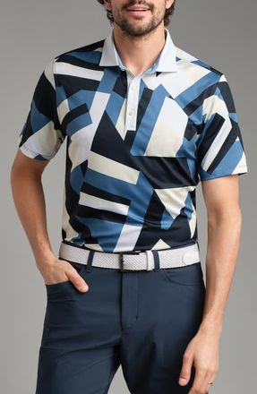 Rhone Performance Golf Polo in Yellow Dwn/Blue Stone Geo at Nordstrom, Size Medium