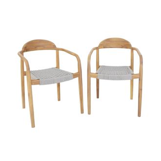 Sweeek Sillon de madera de acacia, set de 2, beige