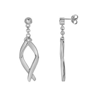 LuvMyJewelry Elmora Sterling Silver 0.02 Ct Diamond Twisted Drop Earrings