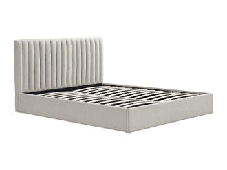 Vente-Unique Canap&eacute; abatible 140 x 190 cm - Tela - Gris claro - SARANELI