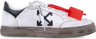 Off-white Low-Top Distressed White Sneakers with Signature Arrow Logo
