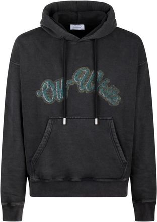Off-white Zwarte Skate Hoodie met Logo Print - Heren - Hoodies - Zwart - M - Katoen - Hoodies & sweatvesten