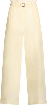 Liu Jo Pantaloni a vita alta - Dames - Wijde Broeken - Geel - XS - Leer - Broeken