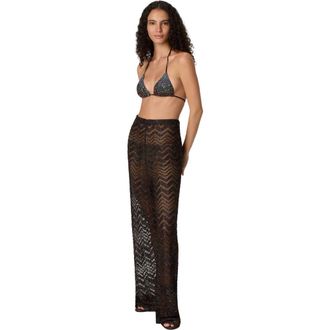 Missoni Wide Fishnet Trousers With Zigzag Pattern And Sequins in Brown at Nordstrom, Size 38 It