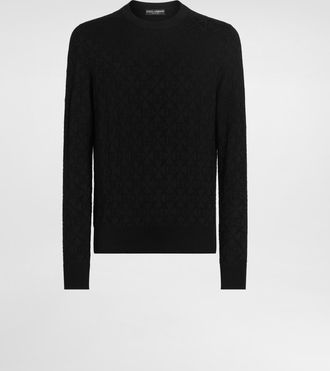 Dolce & Gabbana Silk Crewneck Pullover - Man Sweaters And Cardigans Black 44