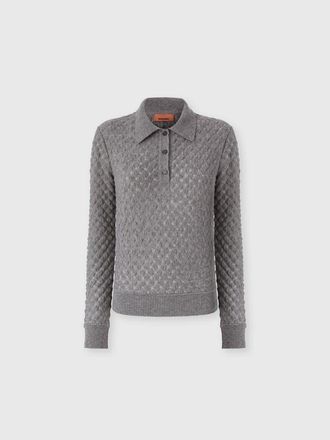 Missoni Cashmere Polo With Lace Pattern in Grey at Nordstrom, Size X-Small