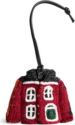 J.W.Anderson House Cardigan Wool & Cotton Bag Charm in Dark Brown at Nordstrom