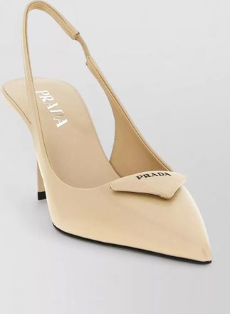Prada triangle logo leather slingback heel pumps