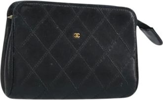 Chanel Pre-owned Clutches, female, Black, Size: ONE SIZE Pre-owned Vintage Leather Clutch