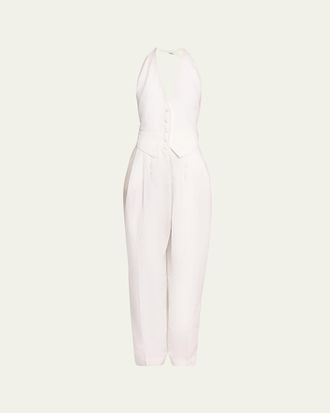 Ronny Kobo Rex Backless Plunging Vest Jumpsuit