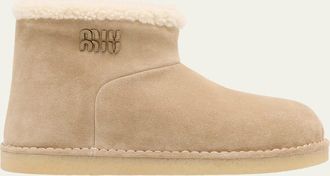 Miu Miu Suede Shearling-Lined Booties