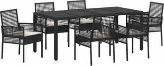 vidaXL Conjunto De Comedor De Jard&iacute;n 7 Pcs Negro Polirat&aacute;n Vidaxl