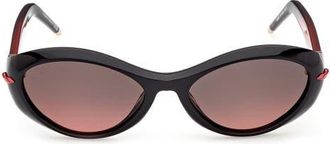 Christian Louboutin 55mm Oval Sunglasses in Black /Bilayer Black /Red at Nordstrom