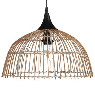Beliani L&aacute;mpara De Techo De Rat&aacute;n Beige Natural 123 Cm Pantalla Abierta Boho Bararis