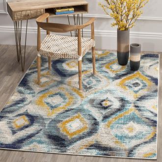 Safavieh Monaco Machine Made Area rug, Blue / Multi Bohemian Style Easy Care