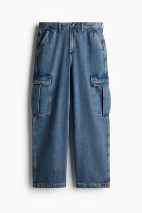 H&M Baggy Cargo Jeans - Denimblau