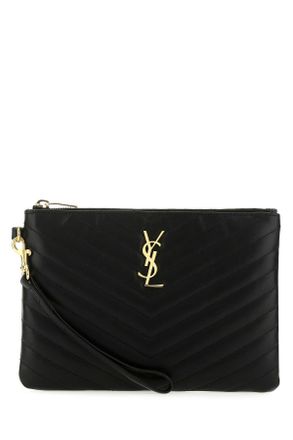 Saint Laurent Black Leather New Jolie Clutch