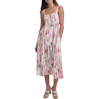 DKNY Abstract Print Midi Dress in Broken Brush Stroke at Nordstrom, Size X-Large