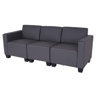 Hhg Sof&aacute; Modular 3 Plazas Lyon, Polipiel, Gris Oscuro