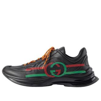 Gucci Run Side-Stripe Lace-Up Sneakers Black Red Green 721111-UHH20-1000