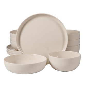 Gibson Home Candy Skies 12 Piece Wheat Straw Melamine Dinnerware Set in Taupe at Nordstrom