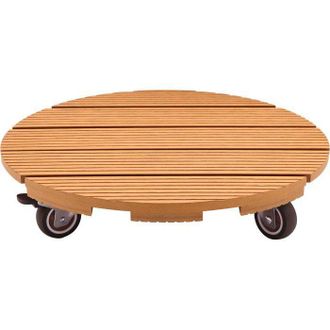 Nature Soporte De Maceta Con Ruedas - Natura - Wpc - H8,6 X &Oslash;38 Cm - 4 Ruedas - Madera