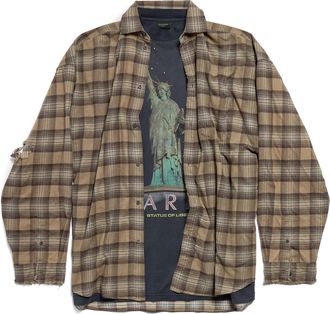 Balenciaga Paris Liberty Layered Shirt Oversized Dark Green 794656TQM202880