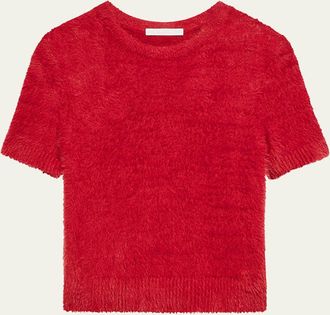 Helmut Lang Cropped Eyelash Knit Tee
