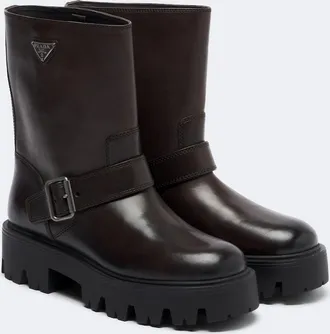 Prada Stride leather biker boots