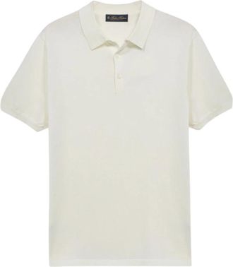 Brooks Brothers Gemerceriseerd Katoenen Gebreid Poloshirt - Heren - Polos - Wit - 2XL - Katoen - Tops