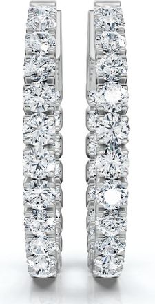 Pompeii3 2Ct Diamond Inside Outside Hoops 14k Gold Lab Grown 1 Tall