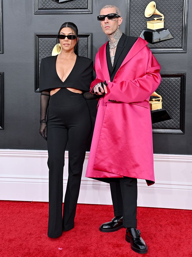 Kourtney and Travis at the 64th Annual Grammy Awards