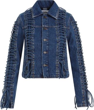 Jean Paul Gaultier Vintage Blue Cotton Corset Denim Jacket-Donna