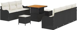 vidaXL Vidaxl - Garden Sofa Set with Pillow 10 pcs Black, Cream 80 x 80 x 71 cm