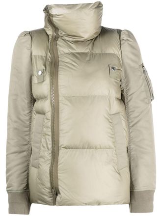 sacai high-neck padded jacket - Green