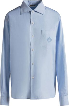 Bally embroidered logo cotton button-up shirt - women - Cotton - S - Blue