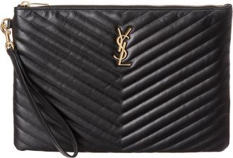 Saint Laurent Monogram Matelasse Leather Tablet Pouch