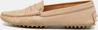 Tod's Tods Beige Leather Penny Slip On Loafers