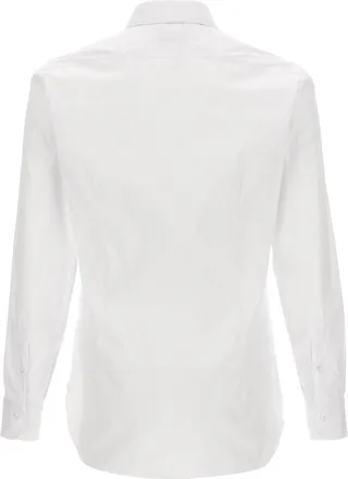 Barba Stretch Cotton Poplin Shirt - White