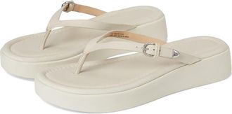 Frye Maya Buckle Thong Sandals Womens Wedge Shoes Ivory : 8.5 B - Medium, Leather