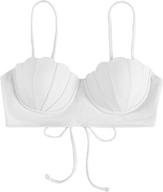 Generic Women Bikini Top Sexy Swimwear for Women UK Strappy Seashell Bikini Top Swim Tops Push Up Bathing Suit Tops Underwire Swimsuit Crop Swimming Costom Be