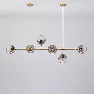Trade Shop Trade Shop - Lampadario Sospensione 6 Sfere Attacco E27 In Vetro Lampada In Metallo Oro 71645