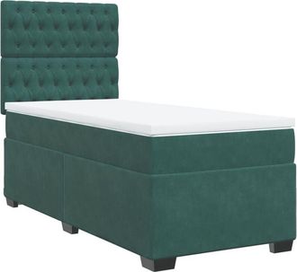 vidaXL Vidaxl - Cama Box Spring Con Colch&oacute;n Terciopelo Verde Oscuro 90x190 Cm