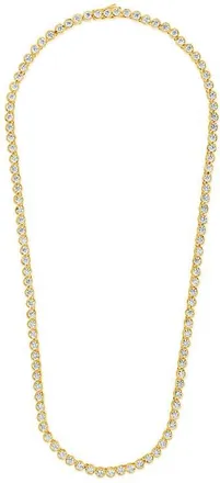 Sterling Forever Helene Bezel Cubic Zirconia Tennis Necklace in Gold/white at Nordstrom, Size 16