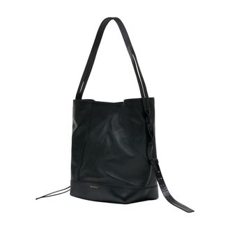 Marni Womens Lambskin Leather Shoulder Bag Black